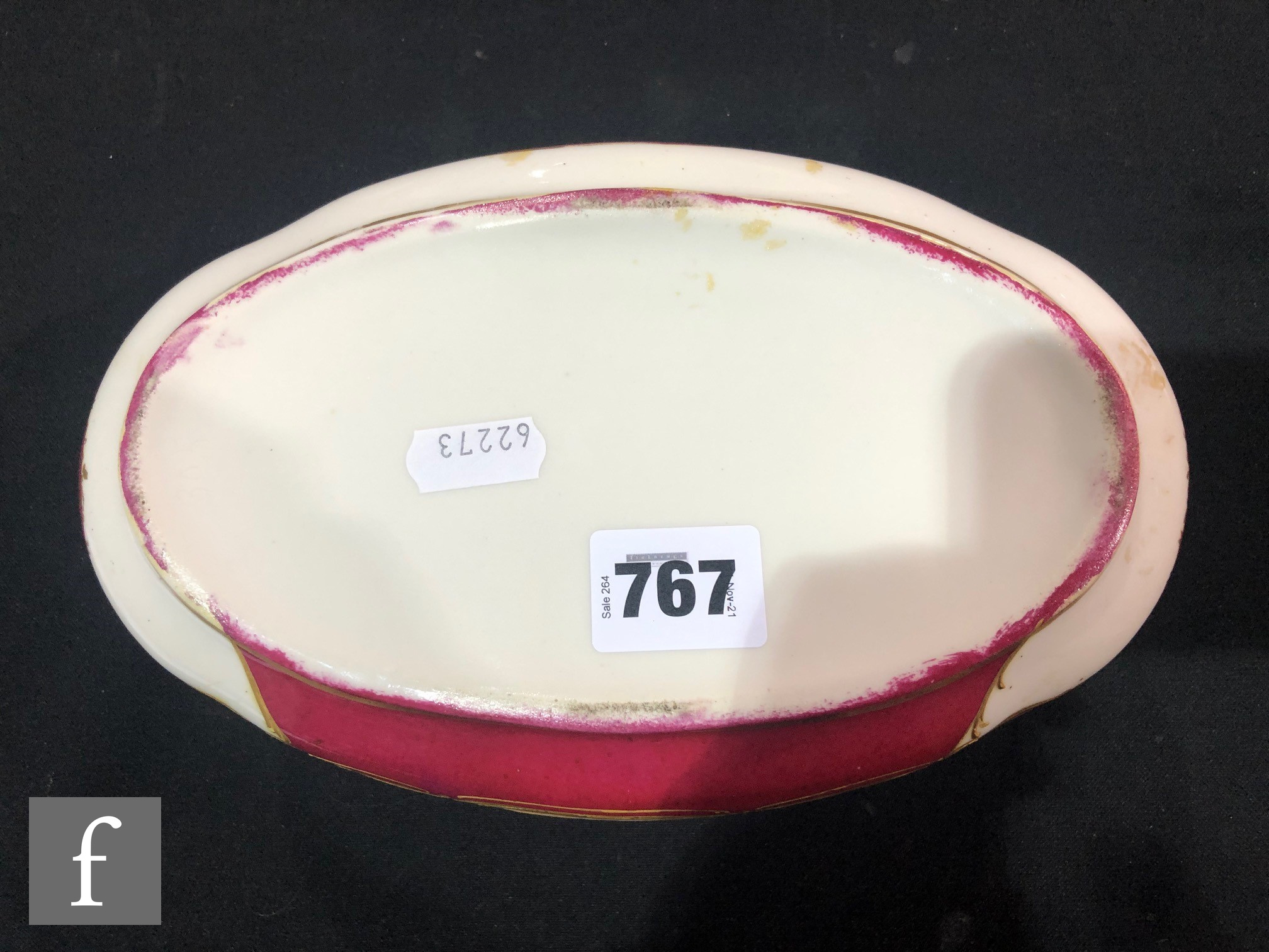 A continental oval table casket decorated to the cover with a lady in white and pink robes - Image 2 of 4