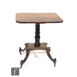 A 19th Century inlaid and crossbanded rosewood pedestal work table on turned pedestal to a