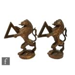Two cast brass Griffin car mascots possibly for Vauxhall motors, height 13.5cm. (2)