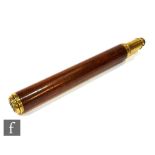 A Victorian single drawer brass and mahogany cased telescope inscribed Harris London Day or Night,