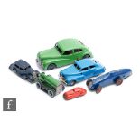 A collection of assorted tinplate clockwork toys, to include a Mettoy 810 Streamline Car in green,
