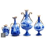 Four assorted early 20th Century Royal Doulton Blue Children vases of varying form each decorated