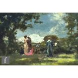 FRED STRATTON (EX. 1892-1932) - Ladies sketching in a sunlit meadow, oil on board, signed, framed,