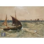 CHARLES SIM MOTTRAM, RBA. (Fl.1876-1903) - A fishing boat in a swell, watercolour, signed, framed,