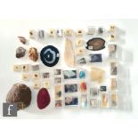 A collection of geological rock specimens to include agates, also meteorite fragments from the