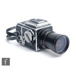 A 1970 Hasselblad 500 C medium format camera, serial number US108114, film back serial number
