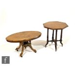 A mid 19th Century rosewood crossbanded and burr walnut octagonal centre table on turned fluted legs