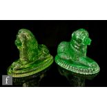 A late 19th Century John Derbyshire uranium green pressed glass paperweight in the form of a