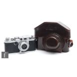 A 1953 Ernst Leitz Wetzlar Leica IIF rangefinder camera, chrome, serial Nr. 678815, with Leitz Elmar