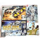 Three Lego Star Wars sets, 8001 Technic Battle Droid, 8008 Technic Stormtrooper, 9754 Mindstorms