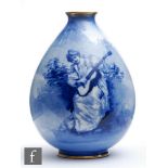 An early 20th Century Royal Doulton Blue Children vase of swollen form decorated with a lady playing