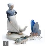 A Royal Copenhagen Goose Girl, model 528, height 19cm, together with a Bing and Grondahl model of