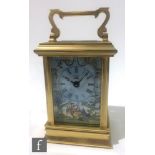 A Halcyon Days Enamels limited edition carriage clock, Toile de Jouy, the dial detailed with a scene