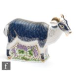 A boxed Royal Crown Derby paperweight Billy Goat produced exclusively for the Royal Crown Derby