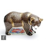 A boxed Royal Crown Derby paperweight Grizzly Bear, printed mark, gold stopper.