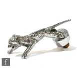 A Desmo Jaguar leaping panther car mascot, stamped Desmo and Copyright to the dome base, length