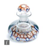 A 1950s Ysart Brothers glass paperweight inkwell of domed form, with concentric millefiori canes