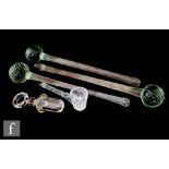 A group of 19th and 20th Century novelty glass items to comprise three glass 'drumsticks', a