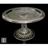 A Molineaux Webb glass tazza, the circular top with everted rim engraved with a diamond and star