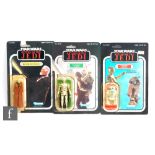 Three Kenner Star Wars 3 3/4 inch action figures, all complete with accessories and original