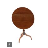 A 19th Century inlaid mahogany circular occasional table, turned pedestal on splayed tripod legs,