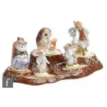 Five Royal Albert Beatrix Potter character figures comprising Old Mr Brown, Miss Moppet, Johnny