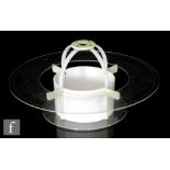 A 1950s Art Deco style ceiling light with two perspex rings around the white centre with pale