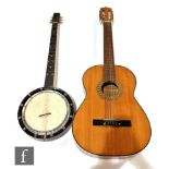 A 20th Century five string banjo Windsor Eclipse model II and a guitar. (2)