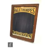 An original Palethorpes Royal Cambridge Sausages mirror sign within oak frame, 34cm x 26cm.