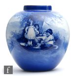 An early 20th Century Royal Doulton Blue Children vase (possibly lacking a cover) decorated with