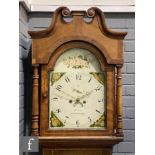 An early 19th Century oak and mahogany cross-banded longcase clock with an eight-day movement