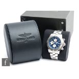 A gentleman's stainless steel Breitling Super Avenger wrist watch with Arabic numerals, three