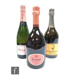 A collection of three Rose Champagnes to include, Billecart-Salmon, 750ml, Ayala Rose Majeur,