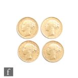 Victoria - Four bun head full sovereigns dated 1871, 1872, 1873 and 1878. (4)