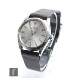 A gentleman's stainless steel Rolex Oyster Perpetual Air King wrist watch, silvered batons to a