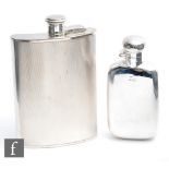 A hallmarked silver cushion rectangular hip flask of plain form, height 12cm, Chester 1898, with a