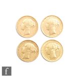 Victoria - Four bun head full sovereigns dated 1871, 1872, 1873 and 1876. (4)