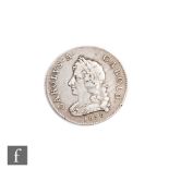 Charles II - Pattern farthing, 1676, in silver laureate and armoured bust left, CAROLVUS.A.CAROLO.