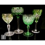 A 20th Century John Walsh Walsh wine glass, in the Fruiting Vine pattern, the green bowl decorated