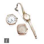 Two 20th Century 9ct hallmarked gentleman's wrist watches one with Roman numerals to a white