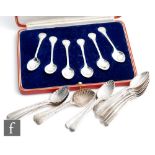 Three sets of six hallmarked silver teaspoons to include Georgian shell bowl examples with a further