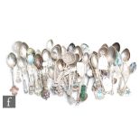 A parcel lot of North, Central and South American silver and white metal souvenir tea spoons to