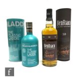 Two bottles of Scottish single malt whisky, to include Bruichladdich 'Classic Laddie', 70cl, in