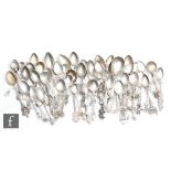 A parcel lot of assorted silver and white metal souvenir tea spoons relating to European countries