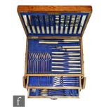 A canteen of silver plated old English pattern cutlery for twelve place settings to include dinner