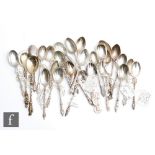 A parcel lot of hallmarked silver apostle tea spoons of various dates and styles, total weight 12.