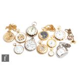 Eleven modern gentlemen's gilt metal crown wind pocket watches, to include a Bernex skeleton