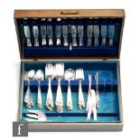 A part canteen of American sterling silver Royal Danish pattern flatware to include twenty two