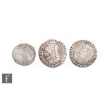 James I - Two shillings, one mint mark tower, and a sixpence. (3)