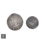 Henry VIII - Groat, arrow mint mark, and half groat, second coinage mint mark cross patonce,